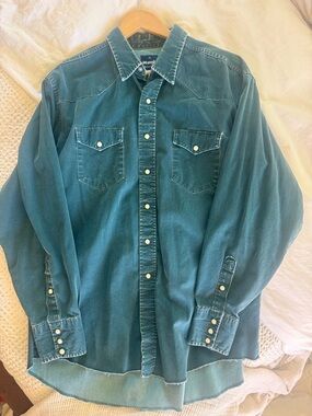 Rare Vintage Wrangler Brushpopper Western Pearl Snap Shirt Men’s Size XL EUC